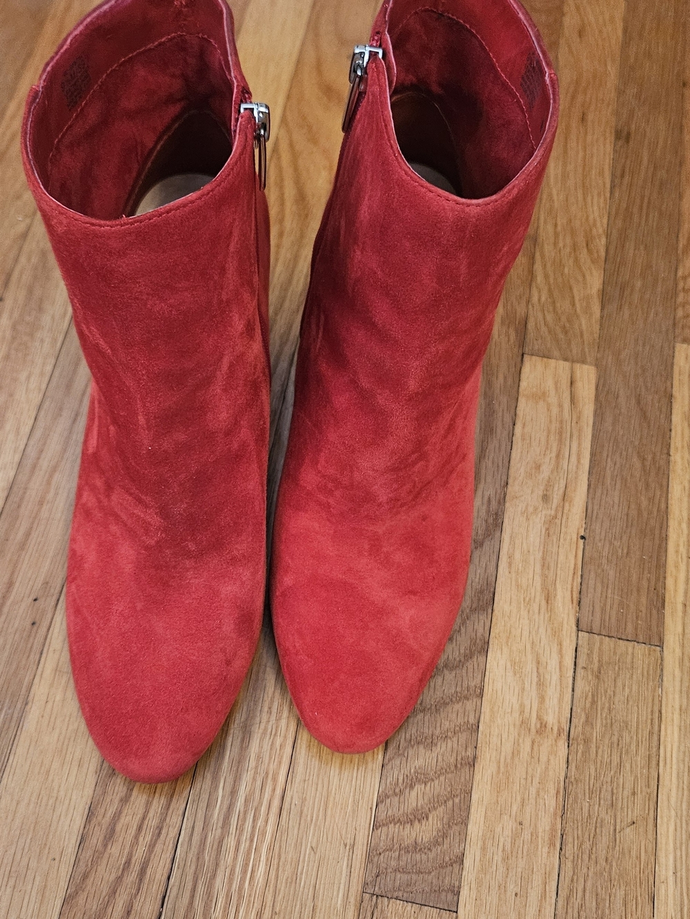 Women's Vince Camuto Red Suede Ankle Boots - Stylish Zip Closure